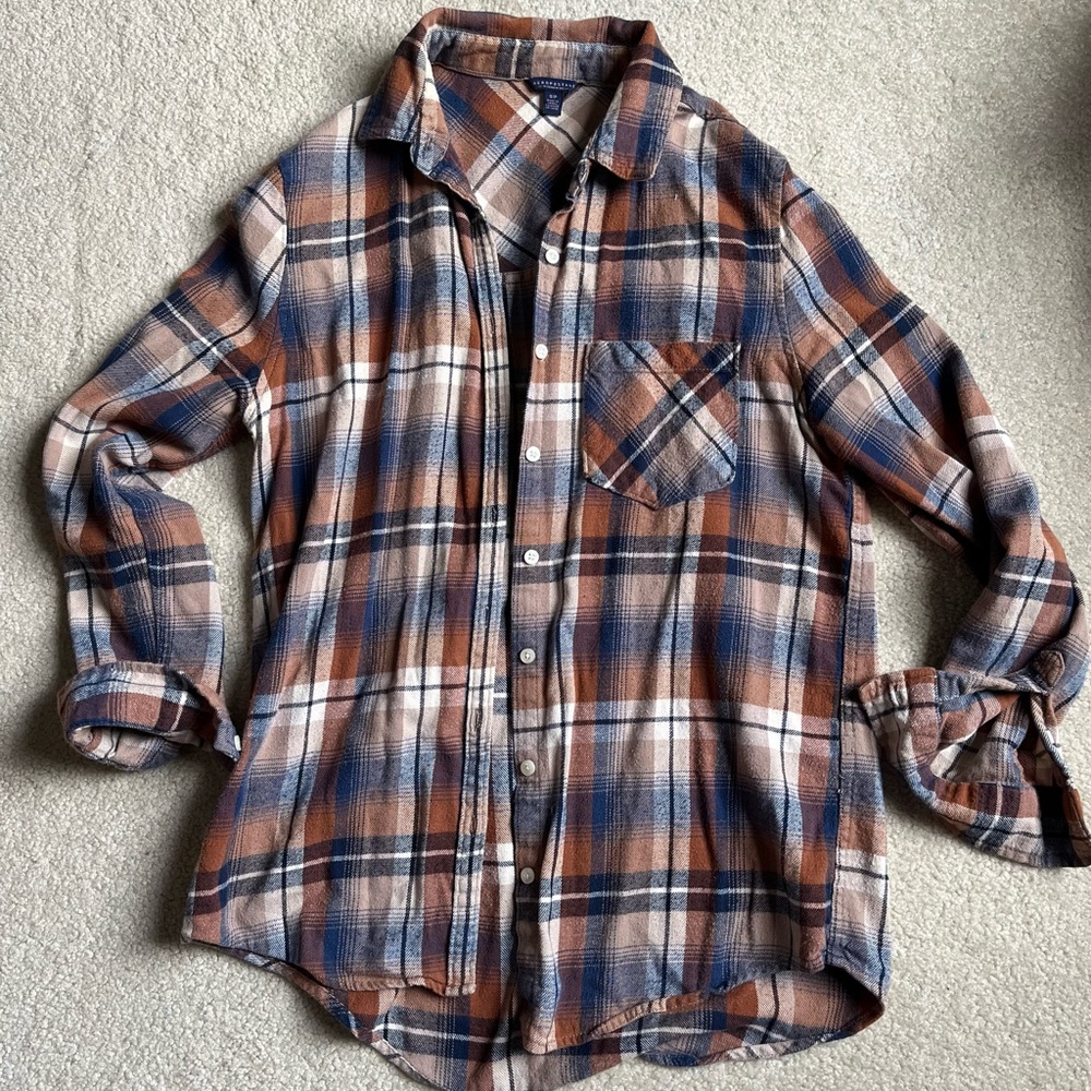 Women’s Plaid Shirt - Blue and Brown